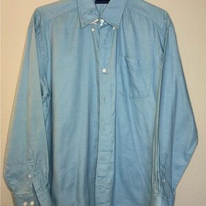 Powder Blue Long Sleeve Dress Shirt with Pointed Collar